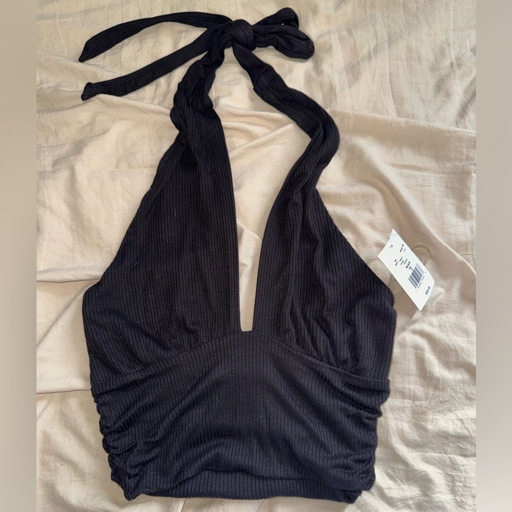 Moa Moa Black Halter Crop Top